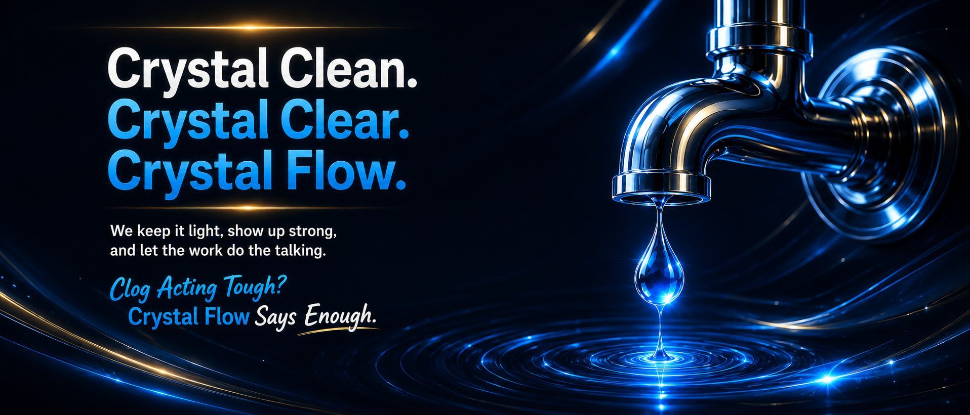 Crystal Clean. Crystal Clear. Crystal Flow. &mdash; Clog acting tough? Crystal Flow says enough.