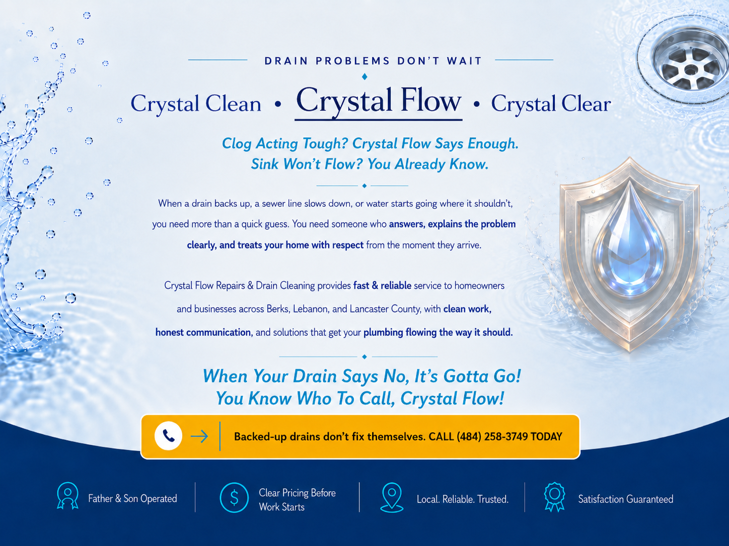 Crystal Flow Services - Drain Problems Don't Wait